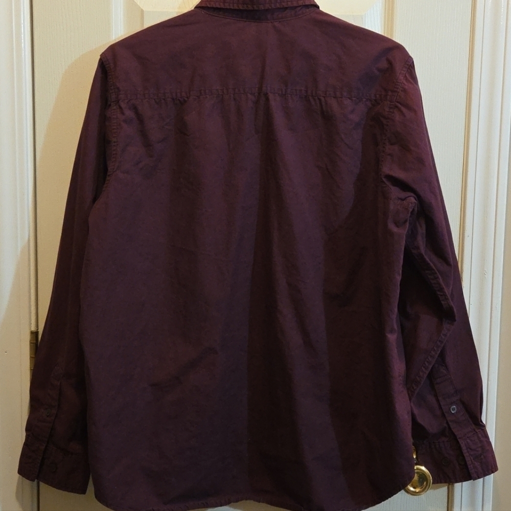 Disney Winnie The Pooh Embroidered Christmas Button Down Maroon Blouse size XL - Picture 5 of 9